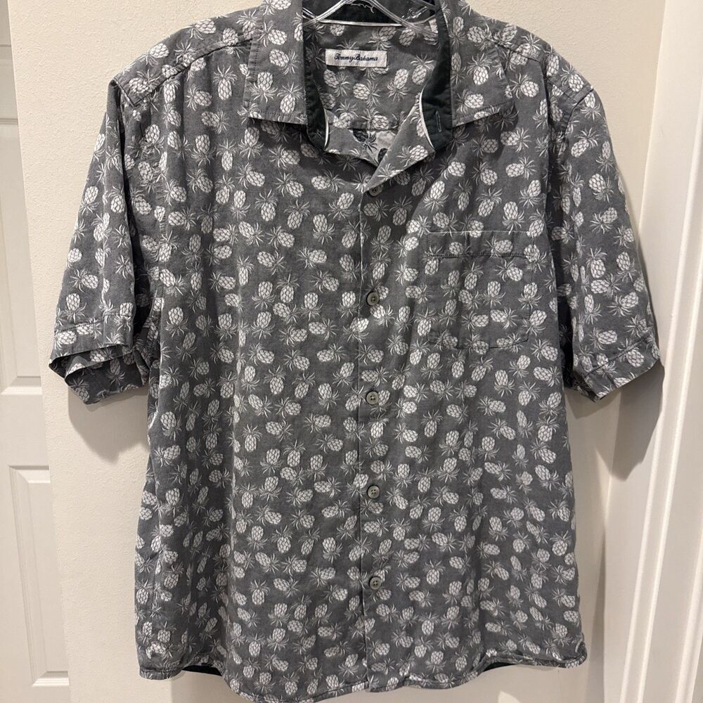 Tommy Bahama Positano Pineapples Button Down Short Sleeve Shirt Large Tropical